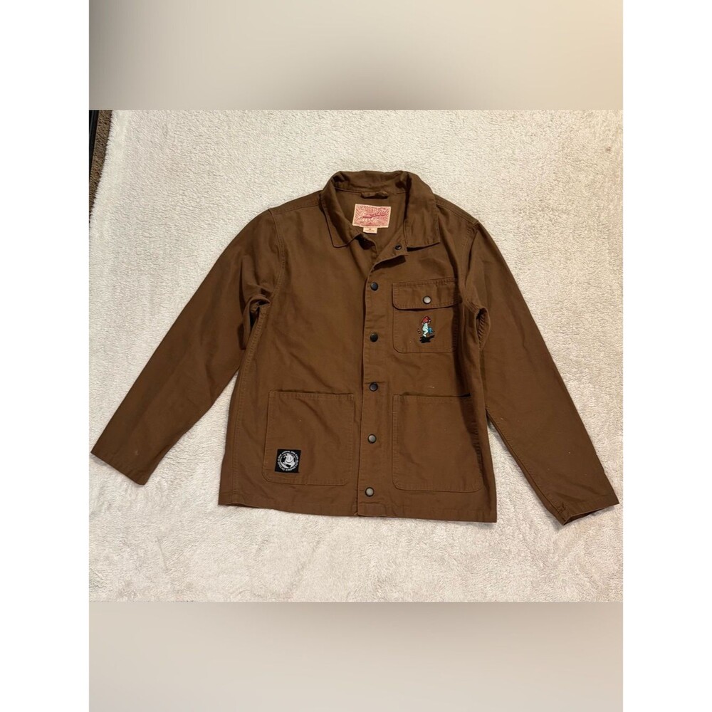 Brooklyn Cloth Jacket Mens M Brown Work Canvas Embroidered Patch Gorp Utility - Picture 11 of 13